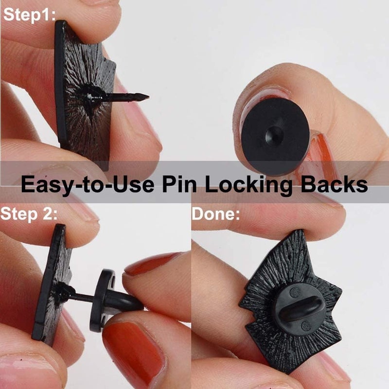 KASBEE Rubber Pin Backs, 50PCS Lapel Pin Backs, Pin Safety Backs for Brooch Tie Hat Badge Insignia, Black - Image 3